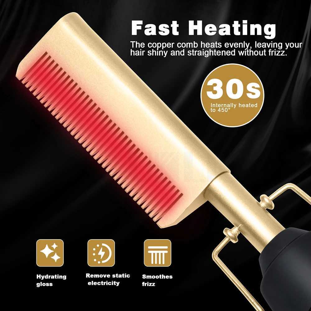 Hair Straightener Brush Smoothing Iron Hot Comb Straightener for Wigs Professional Hair Straightening Brush Ceramic Hair CurlerXJ250621