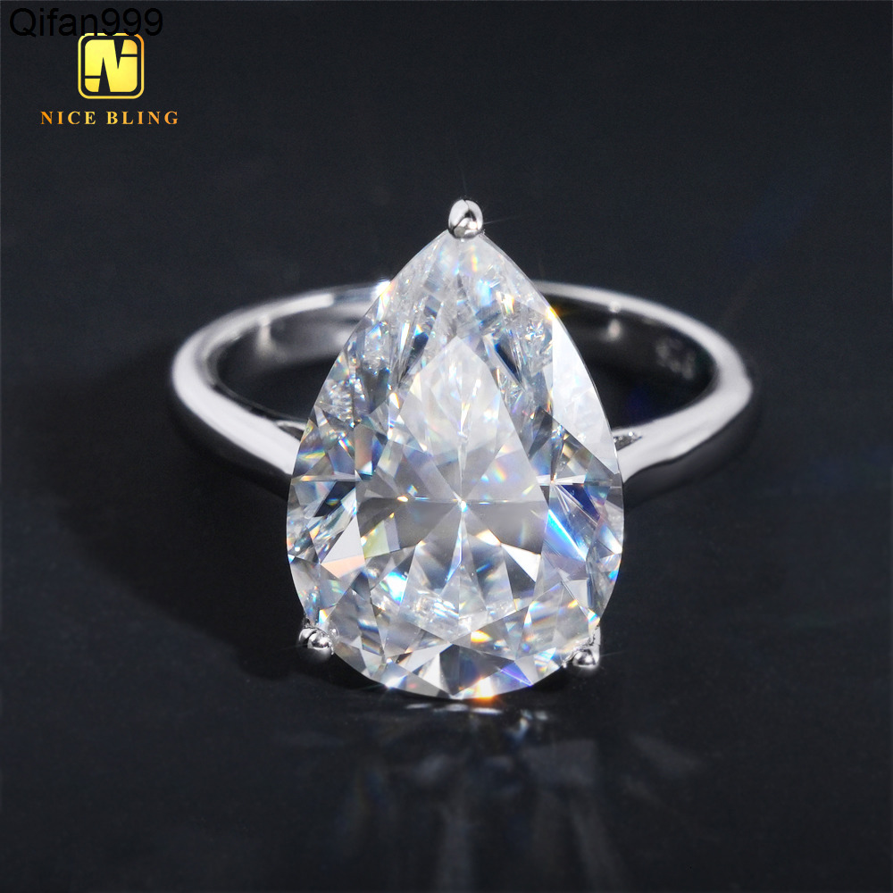 Pear Cut Big Moissanite Stone Wedding Ring 925 Sterling Silver VVS Moissanite Rings Jewelry Diamond Engagement Ring for Women