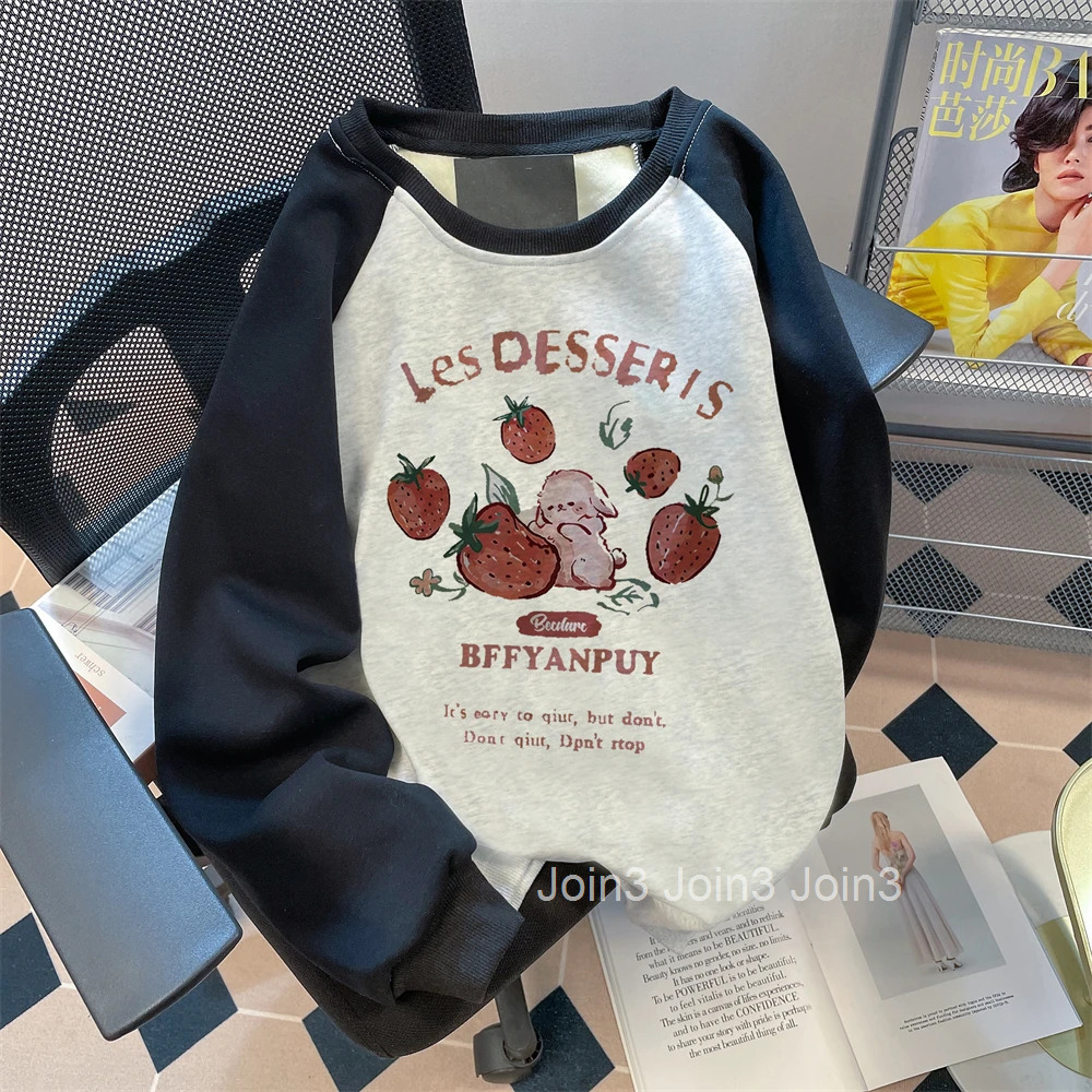 Korean Sweet Tshirts Womens Clothing Cute Strawberry Rabbit Oversized Tops 2025 Ropa Mujer Casual Fashion T-shirt Y2k Tops