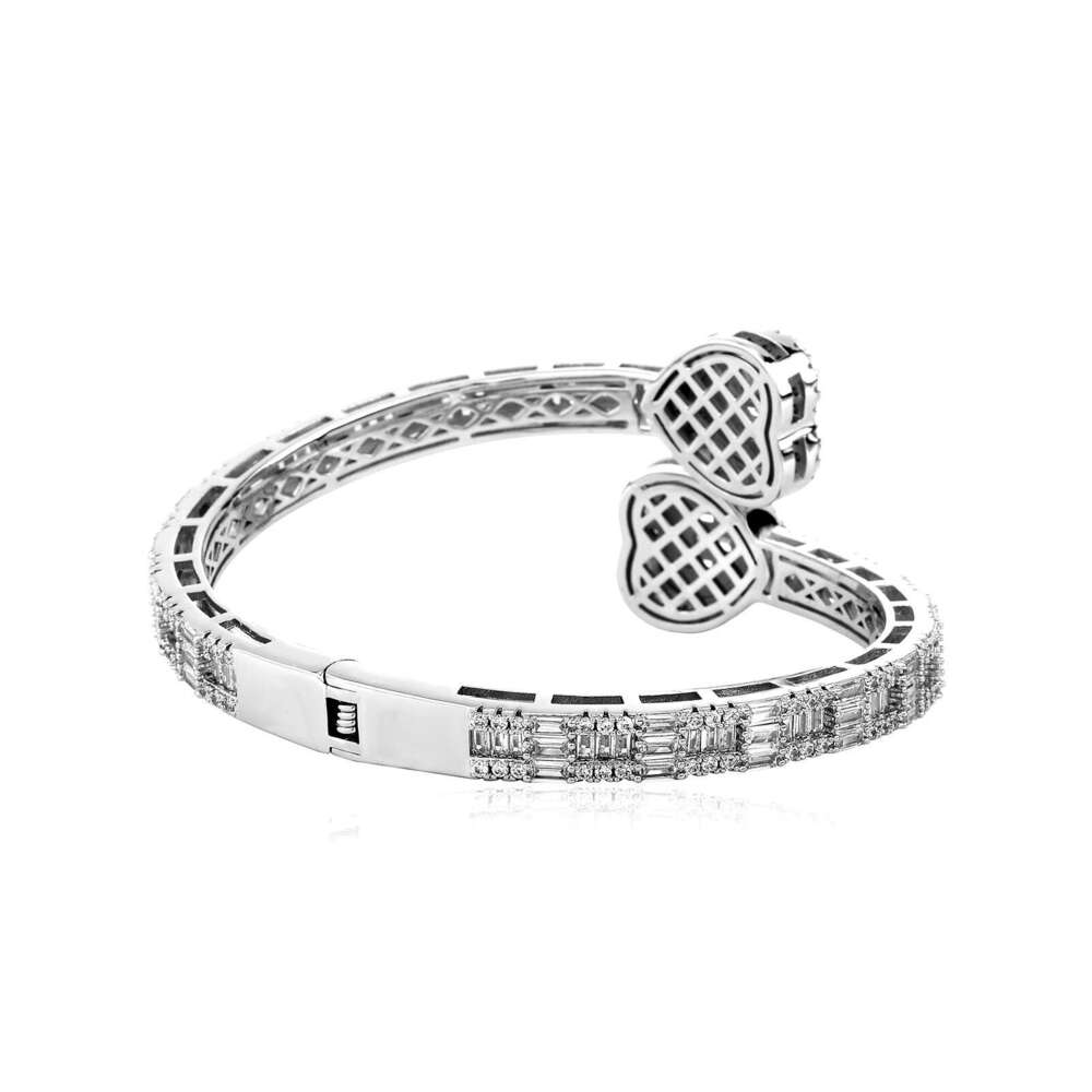 Fashion Square Dia Double Heart Clasp Bracelet Internet Celebrity Live Trendy Personality Jewelry