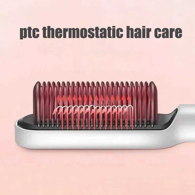 Hair Straightener Brush Ring Hair Straightener Comb Straightening Brush for Women with Splint Comb Electric Heating Comb StraiXJ250621