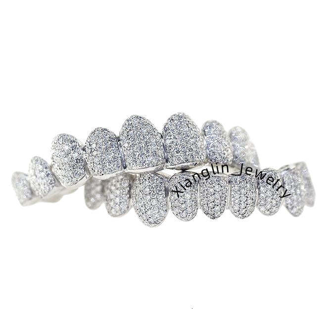 Sturdy Fine Jewelry 14K White Gold Moissanite Diamond Studded Dental Tooth Grillz for Sale at Affordable Prices