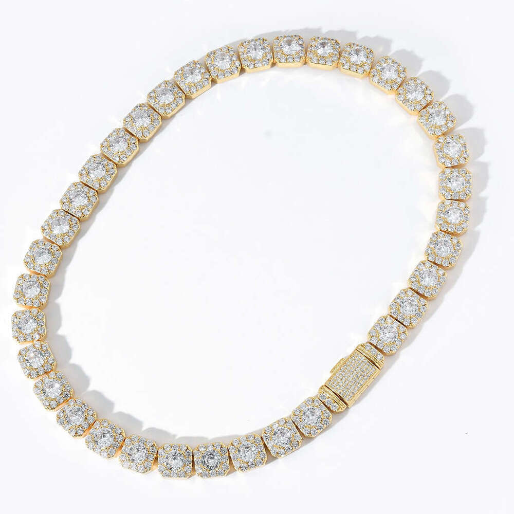 13mm Wide Flip Clasp Rock Sugar Zircon Necklace Unisex Trendy Hip Hop Accessory 16d1
