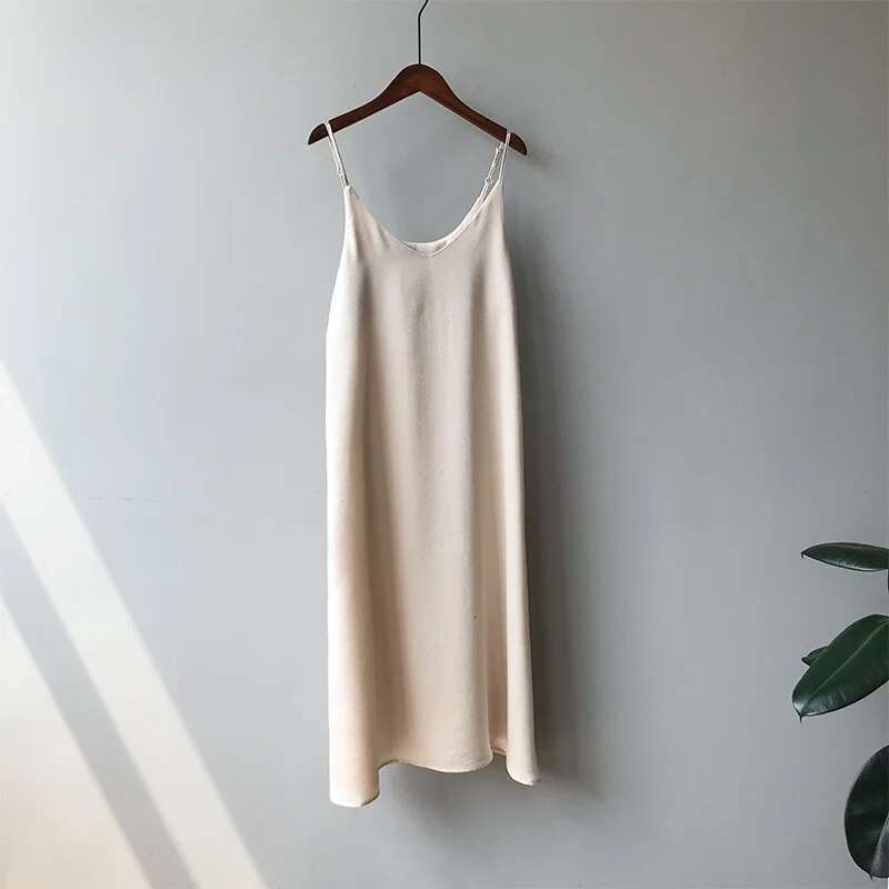 JoinYouth Vintage Satin Solid Dress Women 2025 Elegant V Neck Long Sexy Dresses Summer Fashion Party Robe Korean Lady Vestidos