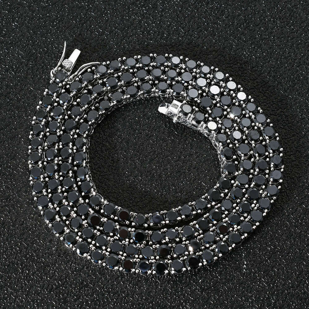 Tennis Chain Gun 4mm Black Single Row Zircon Trendy Brand Men's Hip Hop Necklace b406