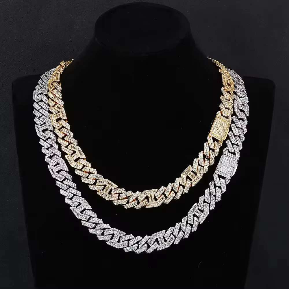 Hot Sale Hip Hop S925 Silver Moissanite Necklace Cross Border Custom Jewelry for Men Versatile Pig Nose Cuban Chain