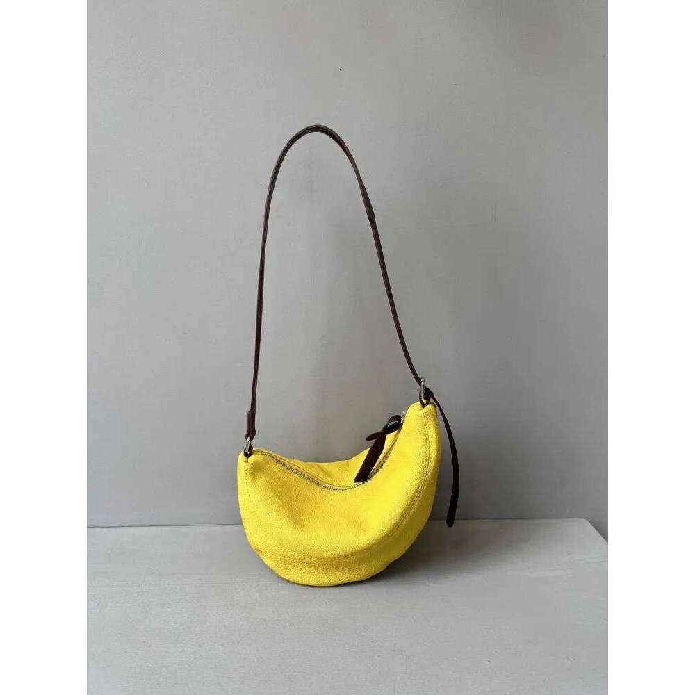 Women Half Moon Versatile Splicing Together Cowhide Genuine Leather Casual Shoulder Fashion Underarm Handbag Crossbody Bag