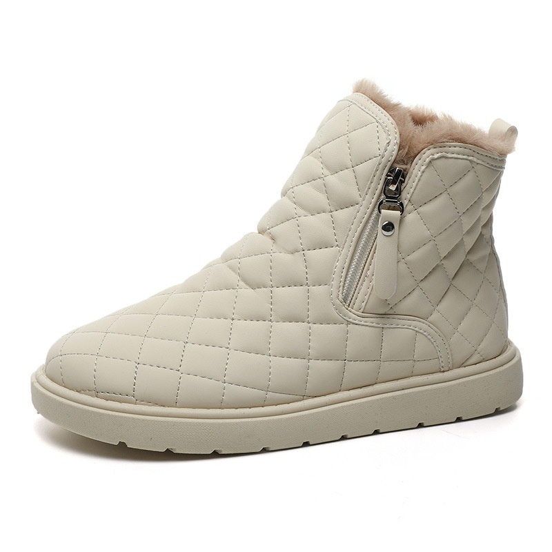 2025 free shipping designer winter snow boots with mid top zipper and plush shoes, student board shoes, internet famous thin sole, lightweight and hei