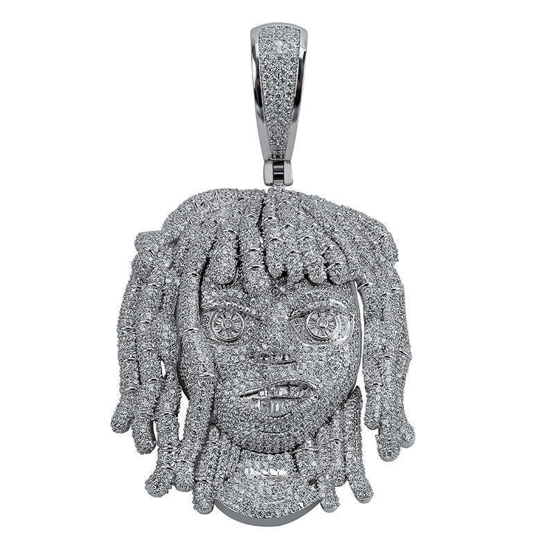 Hip Hop Oversized Portrait Pendant Micro Paved Zircon Unisex Trendy Accessory