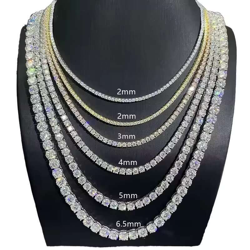 S925 Sterling Silver Cuban Style Tennis Chain with VVS Quality White Moissanite Diamonds for Men
