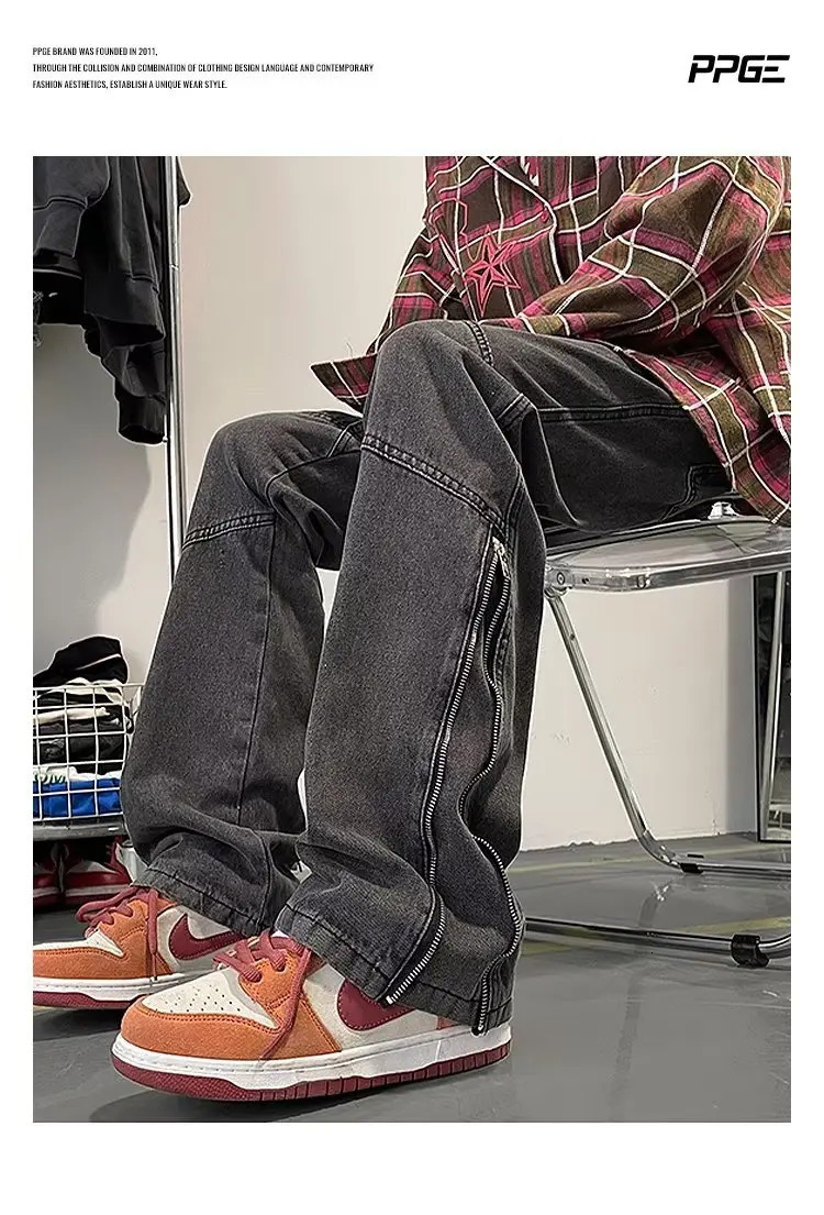 Mens Pants Men Streetwear Ripped Jeans Baggy Jean Denim Shorts Mens Trousers Wide Leg Jeans Man Y2k Clothing Flared Male Cargo 250618