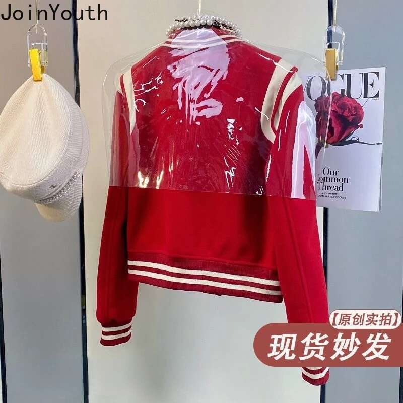 Red Hoodies Womens Clothing Stand Neck Long Sleeve Fashion Outwear Korean Y2k Tops Casual Vintage Sweatshirt 2025 Ropa Mujer