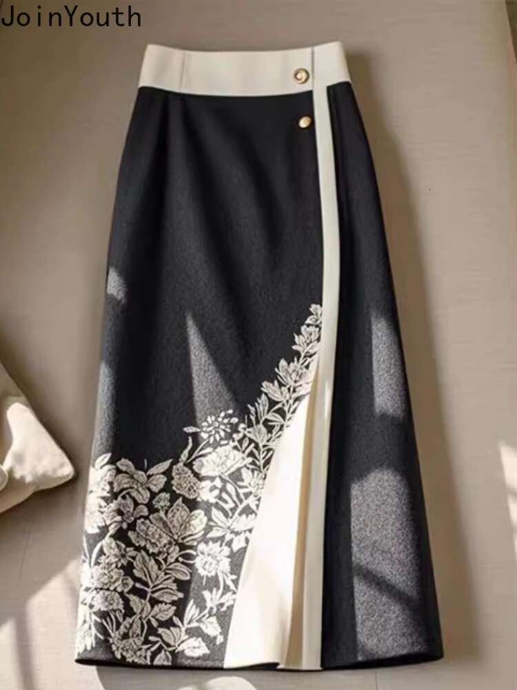 2025 Faldas Mujer De Moda Vintage Skirt Women Clothes High Waist Floral Print Jupe Chinese Style Temperament Saia Bodycon Skirts