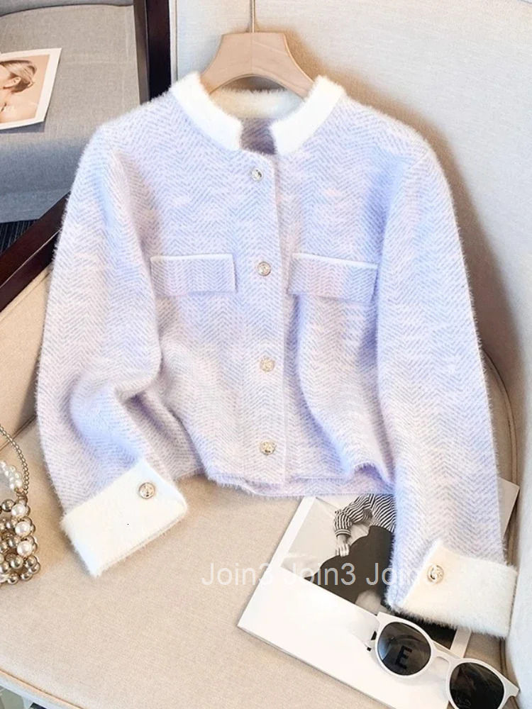 Furry Soft Cardigan Coat Women Clothing Thicked Temperament Sueter Mujer Fashion Korean Pull Femme Knitted Cropped Sweater Tops