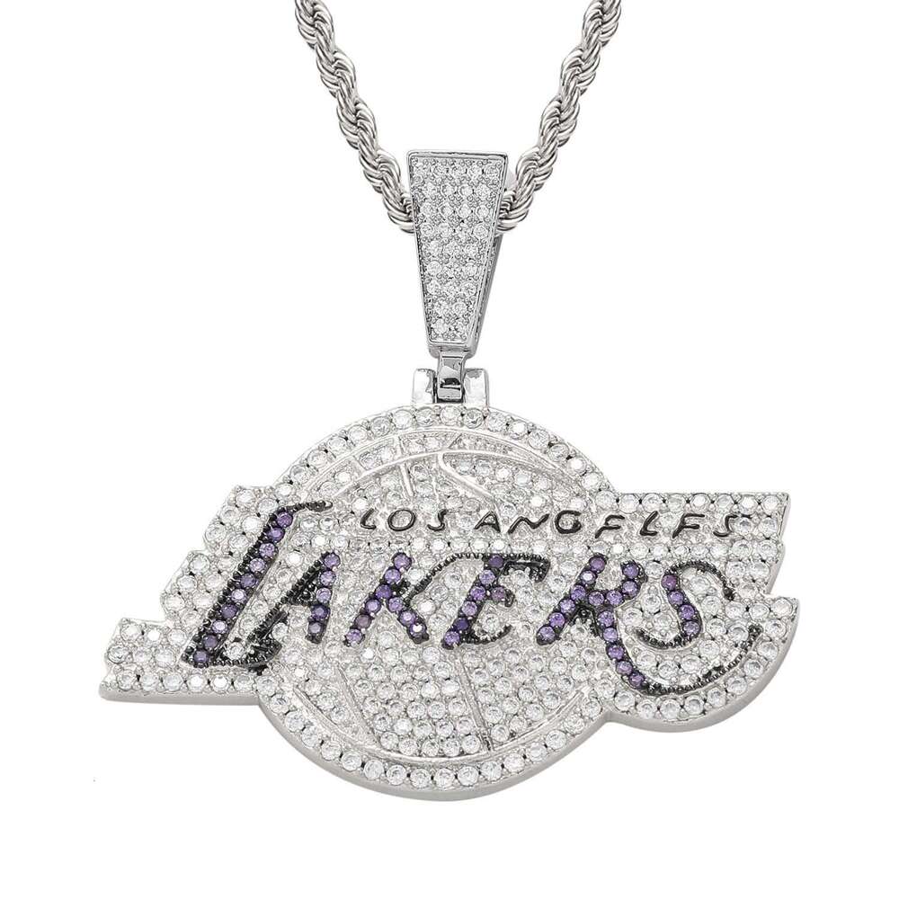 New Lakers Team Pendant Micro-Paved Zircon Commemorative Fan Hip-Hop Necklace c489