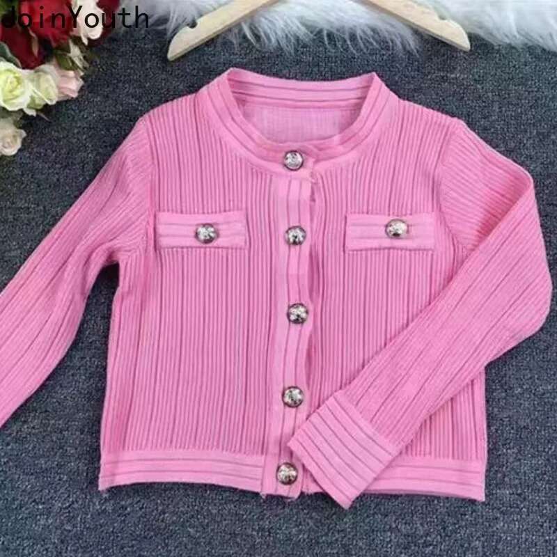 Knitted Cropped Cardigan Tops Womens Clothes Solid Color Tunic Long Sleeve Pull Femme Korean Fashion Sweater Coat Sueter Mujer