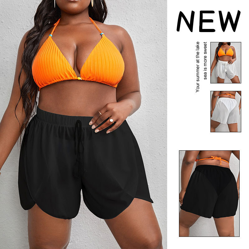 Free Shipping Designer Beach Pantsamazon Fashion 2025 Plus Size Beach Boxer Mesh Pants High Waist Bikini Sun Protection Swim Shorts For Women