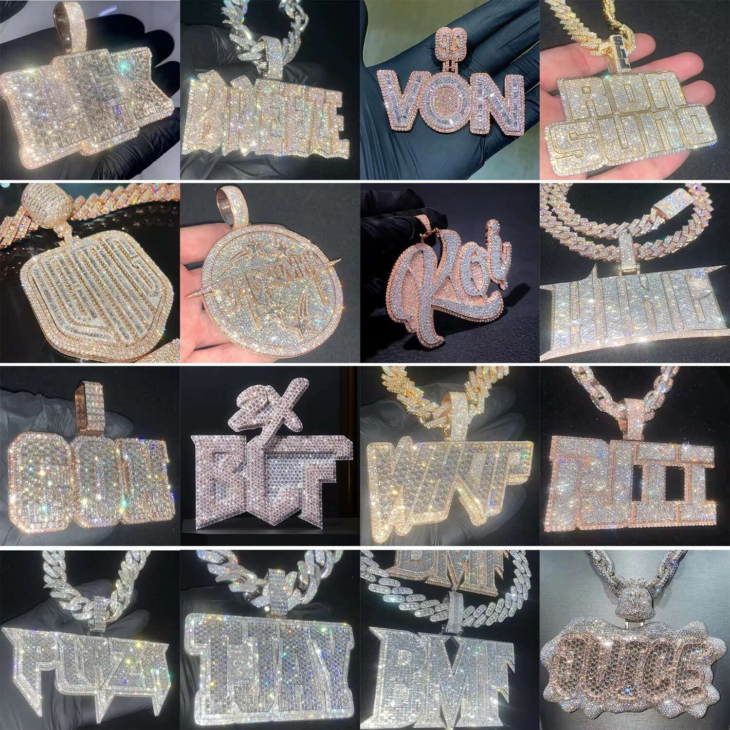 Custom Vvs Moissanite Baguette Diamonds Pendant Men Custom Iced Out Jewelry Letter Initial Hip Hop Cuban Chian Pendant