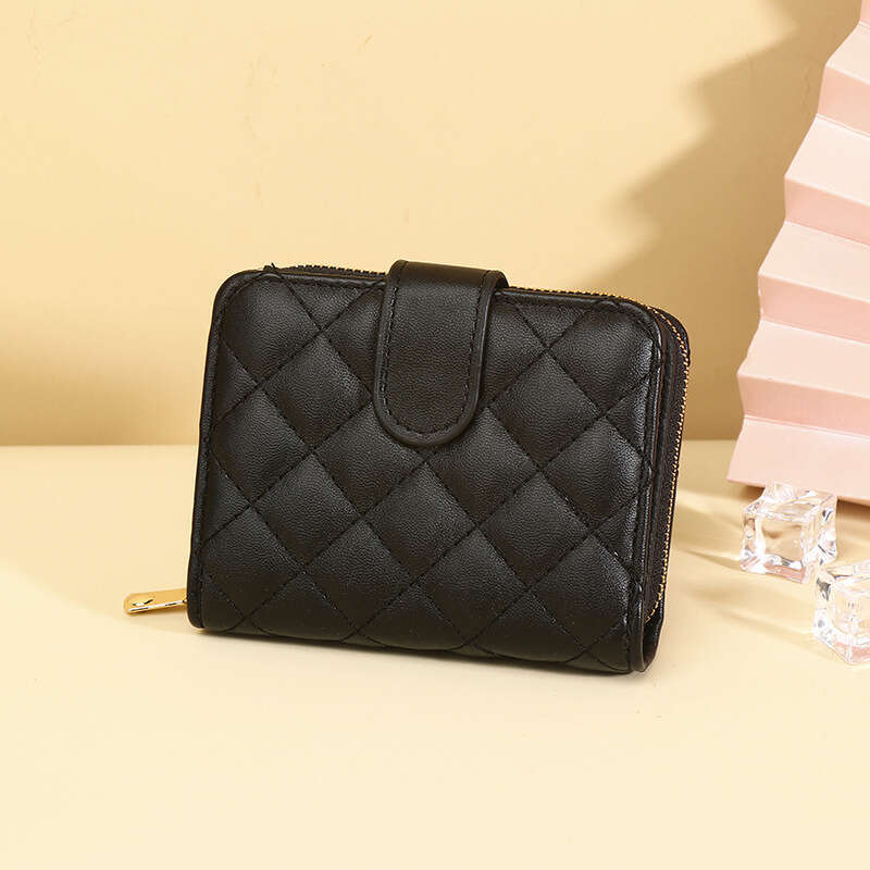New Women's High-End Luxury Quilted Wallet Short Accordion Multi-Card Slot Card Holder Small Coin Purse