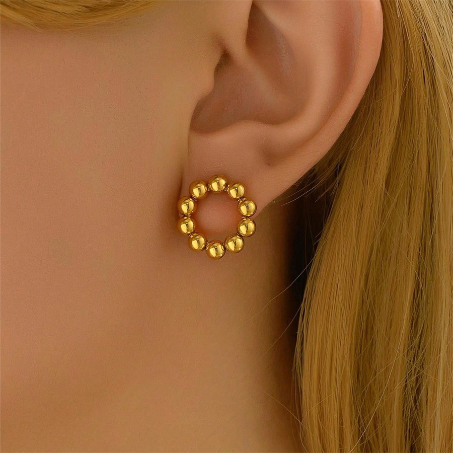 Sweet Fresh Japanese And Korean Style Earrings For Women, Unique Round Bead Electroplated Design, Stud Earrings, Ear Jewelry