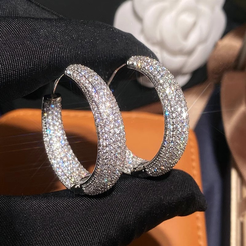Choucog Sparkling Luxury Jewelry 925 Sterling Silver Pave White 5A Cubic Zircon CZ Diamond Gemstones Party Elegant Women Wedding Clip Earring Gift