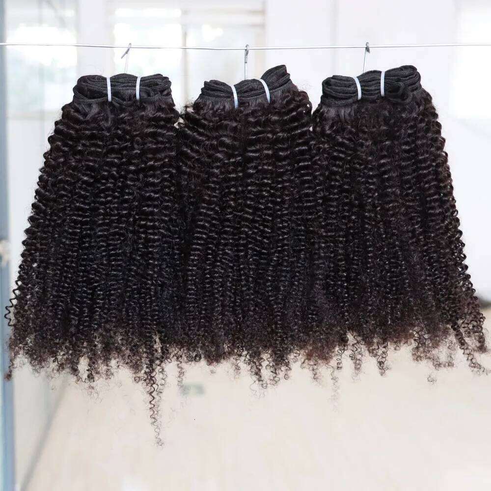 Afro Kinky Curly Weft 100% Extensions 3B 3C Natural Black Curls Virgin Remy Indian Human Hair Bundles Weave Weaving