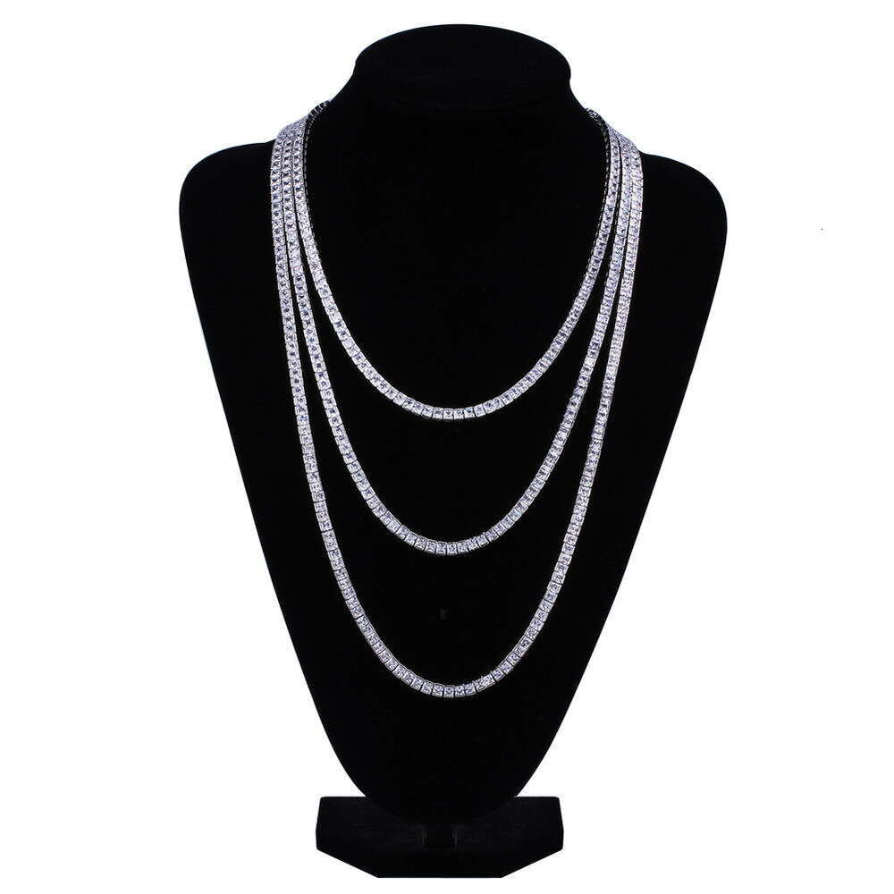 Jin Ao Hip-Hop Jewelry 6MM Single Row Square Tennis Chain Necklace Copper Inlaid Zircon Full Dia Bracelet Accessories