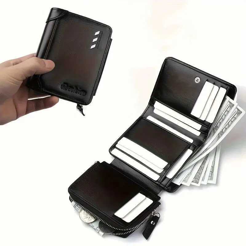 Mens Wallet Fashion Pu Soft Leather Wallet Card Holder Zipper Coin Pocket Coin Wallet Multi Card Wallet Gift Mens Wallet Z250621