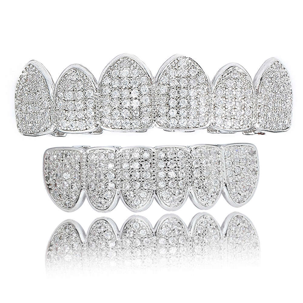 Six Teeth Micro-Paved Zircon Halloween Costume Personality Exaggerated Hip-Hop Retainer 953c