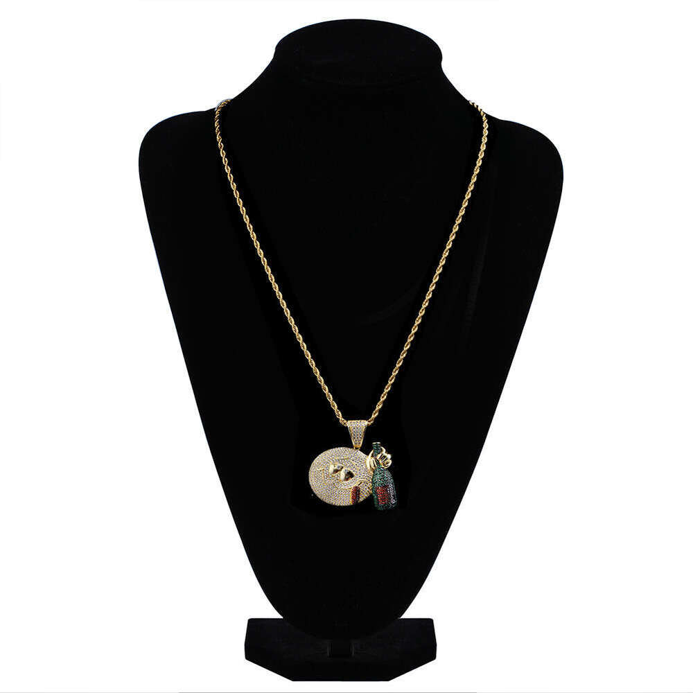 Emoji Expression Personality Fun Cartoon Hip-Hop Full Dia Pendant Copper Inlaid Zircon Men and Women Trendy Necklace
