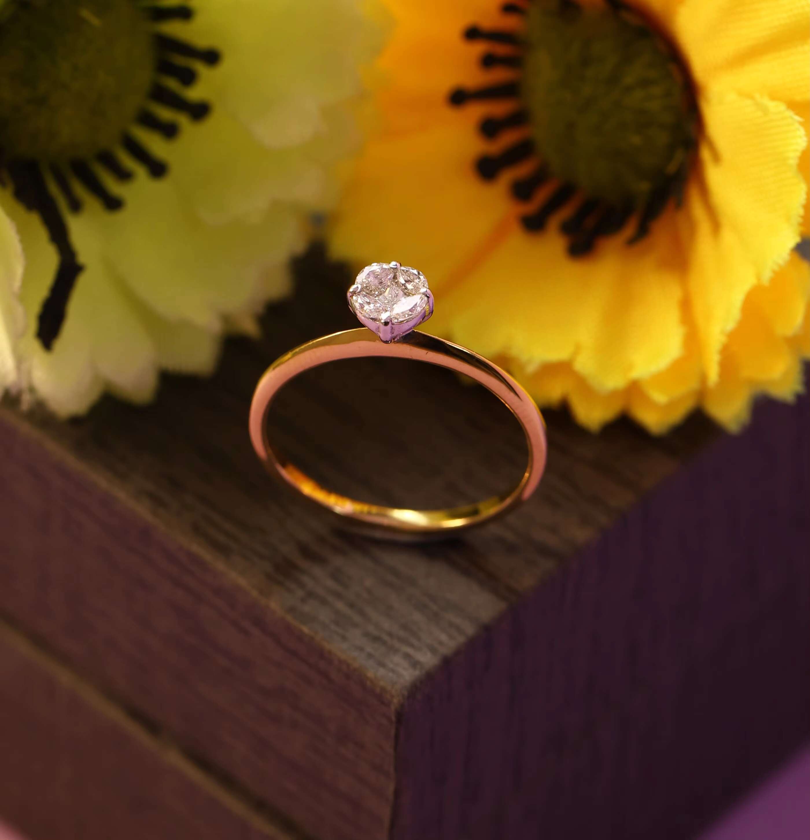 Premium Quality Wholesale Cheap Price Best Selling High 14K Rose Gold Plated Diamond Engagement Ring Elegant Design Anniversary
