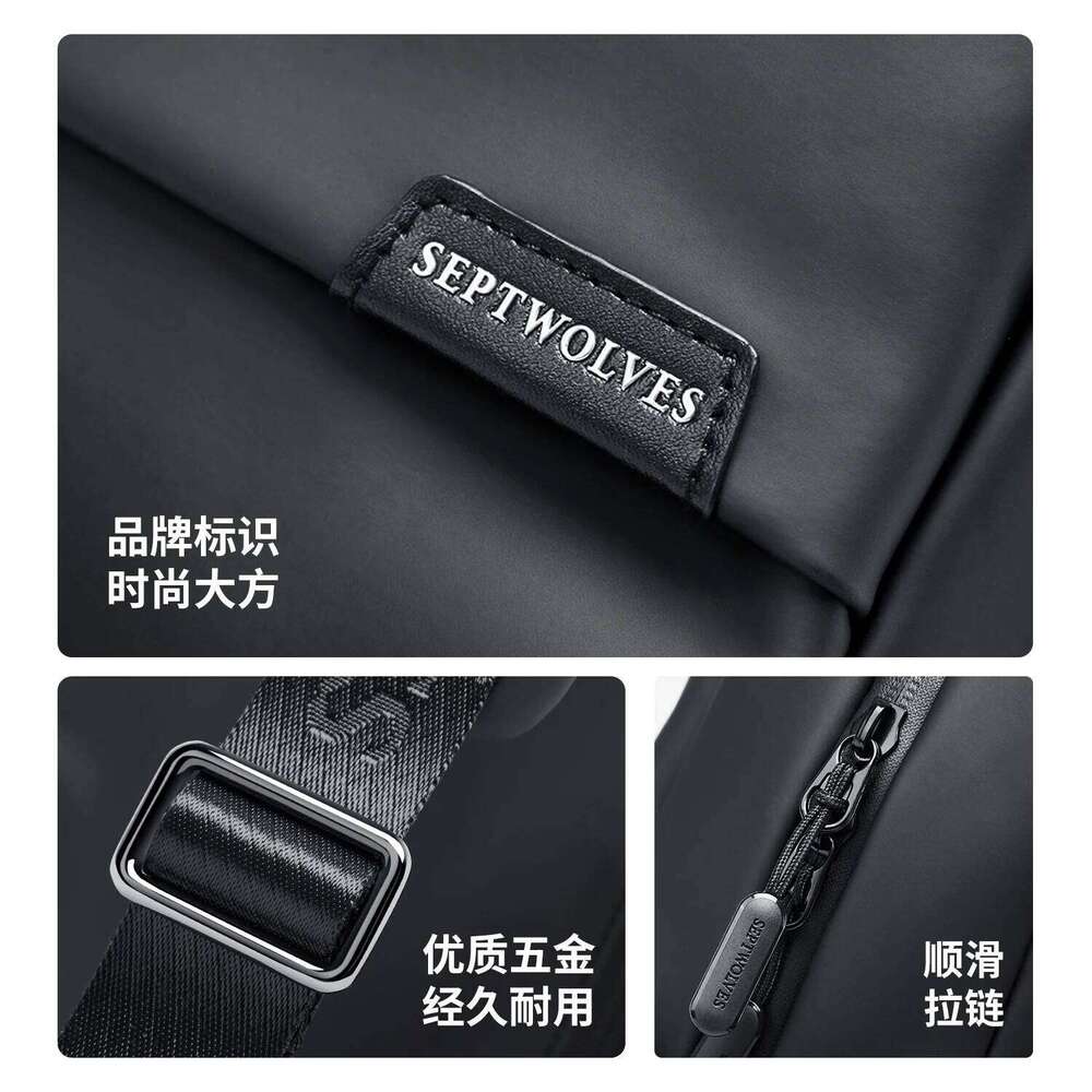 Designer Luxury Septwoes Waterproof Leather Chest Men Shoulder Bag Travel Business With Anti-Theft Zipper Pocketfor 9.7-Inch Ipad Mini