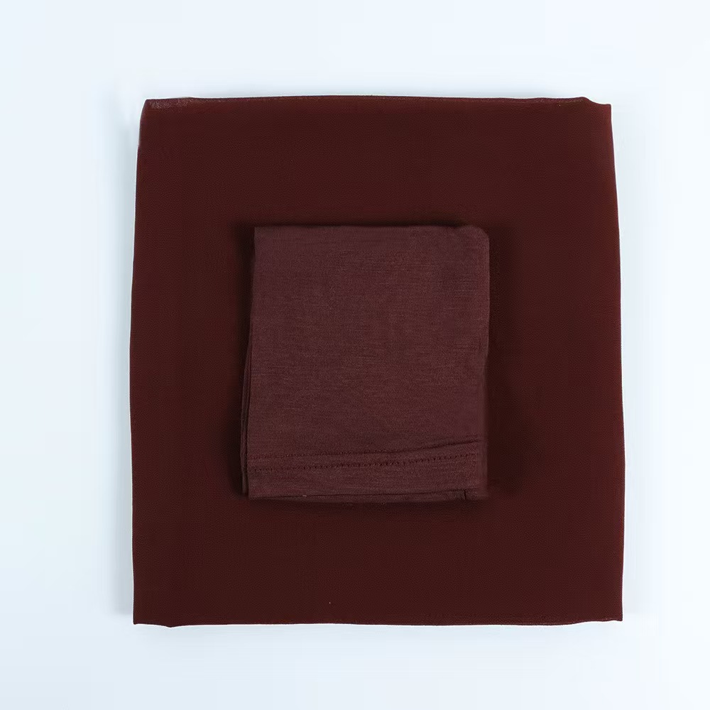 T1031 chiffon beaded long scarf with the same color cotton cap Malaysian ladies headscarf long scarf