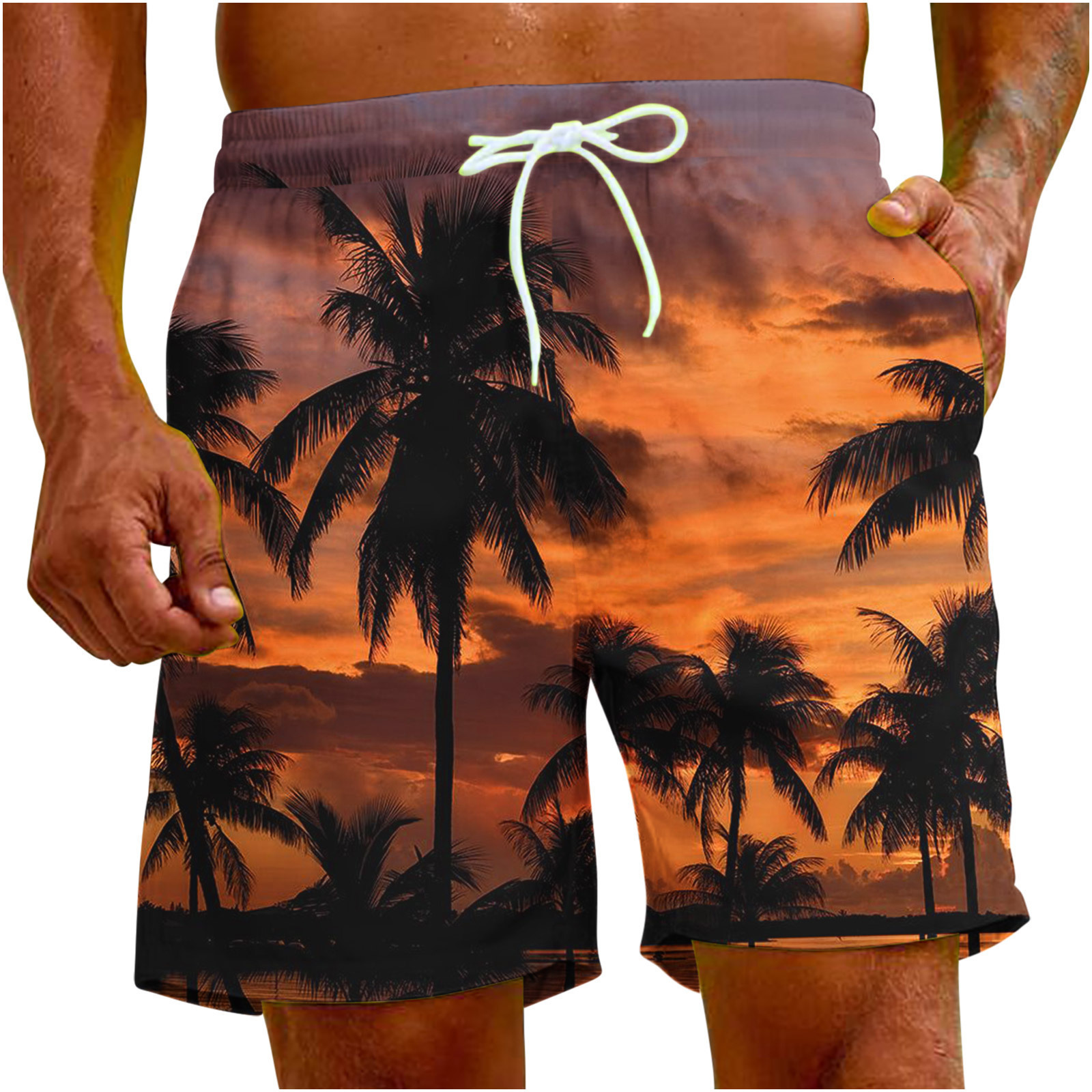 Free Shipping Designer Beach Pants Direct Supply 2025 European And American Cross-border Summer Men's Hawaiian Digital Print Beach Style Men'