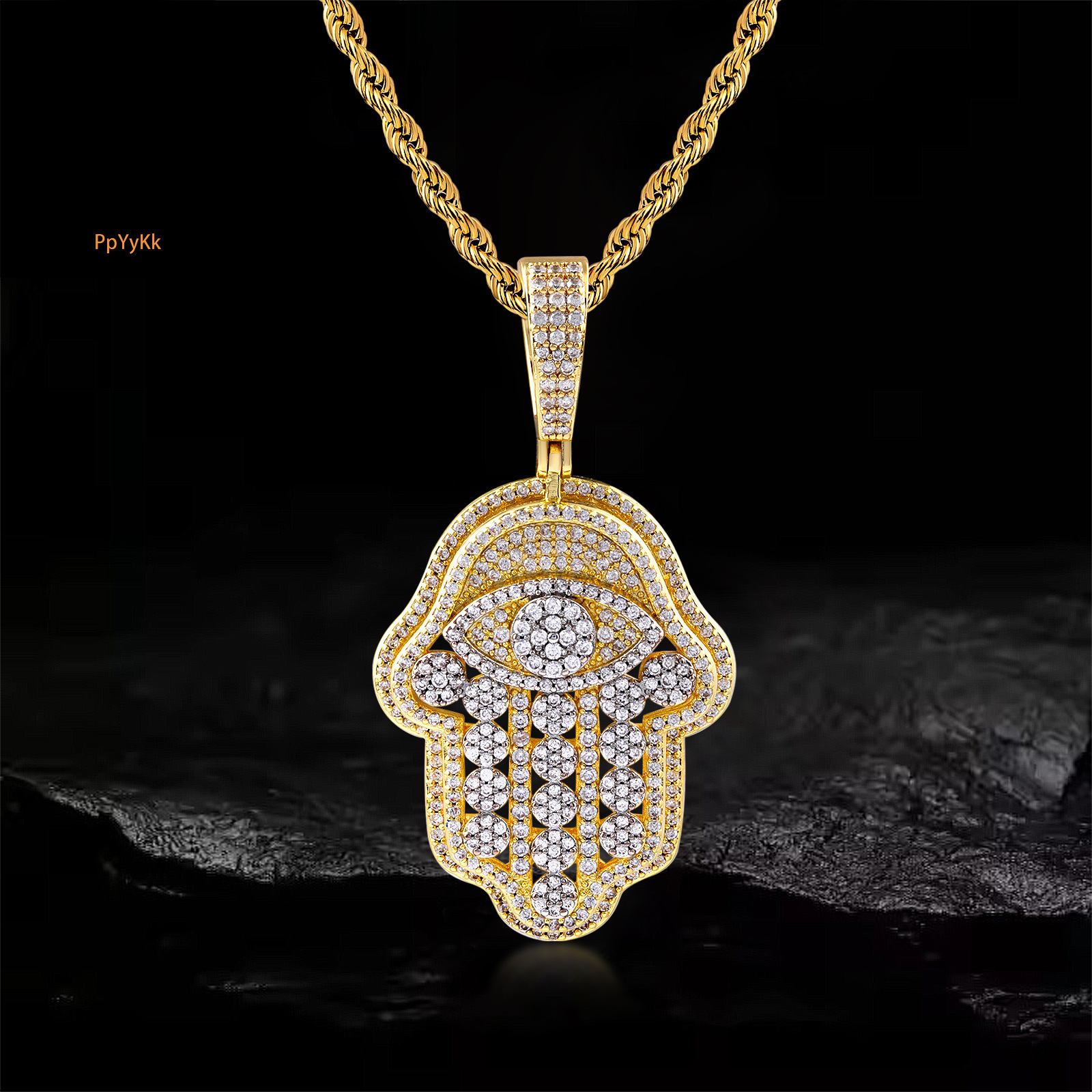 Luxury Moissanite Hip Hop Punk Hand Shape Pendant Full Iced Out Tennis Chain Premium Statement Necklace Pass the diamond tester