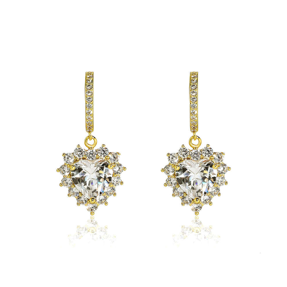 Jewelry Gold Australian Heart-shaped Zircon Earrings Ins Internet Celebrity High-end Design Sense Women's Trendy Ear Accessories
