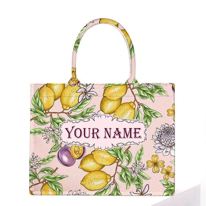 Spring And Summer Personalized Fashion Printing Large Capacity Canvas Name Custom Letters Tote Women Commuter Travel Bag