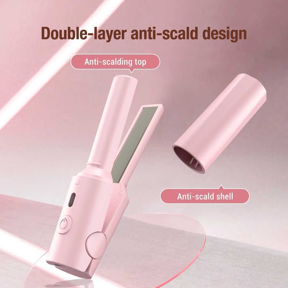 USB Portable Mini Hair Straightener Curler Professional Hair Straightening Curling Irons Women Hair Wave Flat Iron Styling ToolsXJ250621