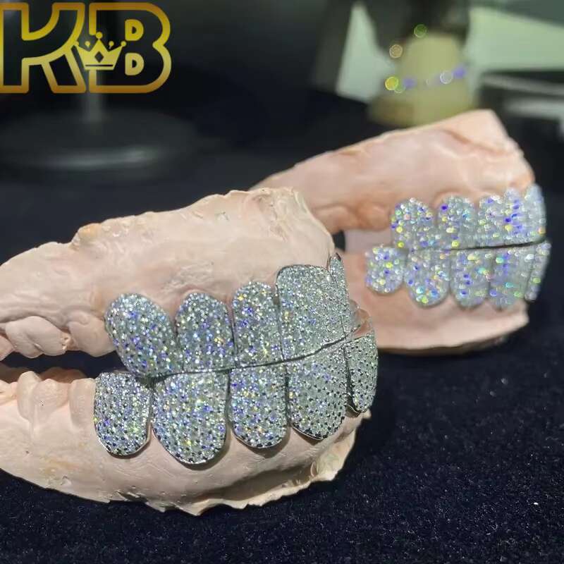 Diamond Grill Vvs Iced Out Womens Teeth Custom Grillz for Hip Hop 925 Silver Geometric Hiphop Made Moissanite Grills
