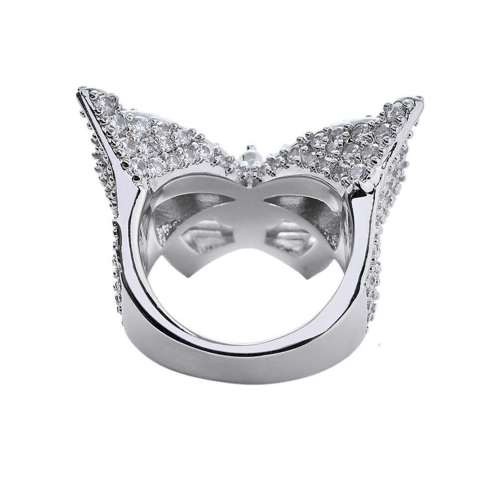 New Micro Paved Cubic Zirconia Butterfly Street Style Exaggerated Unisex Hip Hop Ring fc27