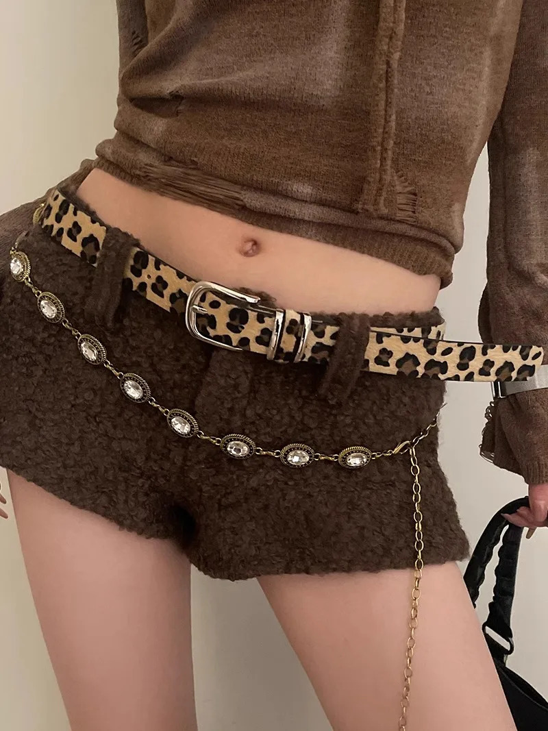 Fashion And Personality Belt Female n Feeling Small Leopard Print Snake Skin Cool N Spice Girl Style All-In-One Belt 250617