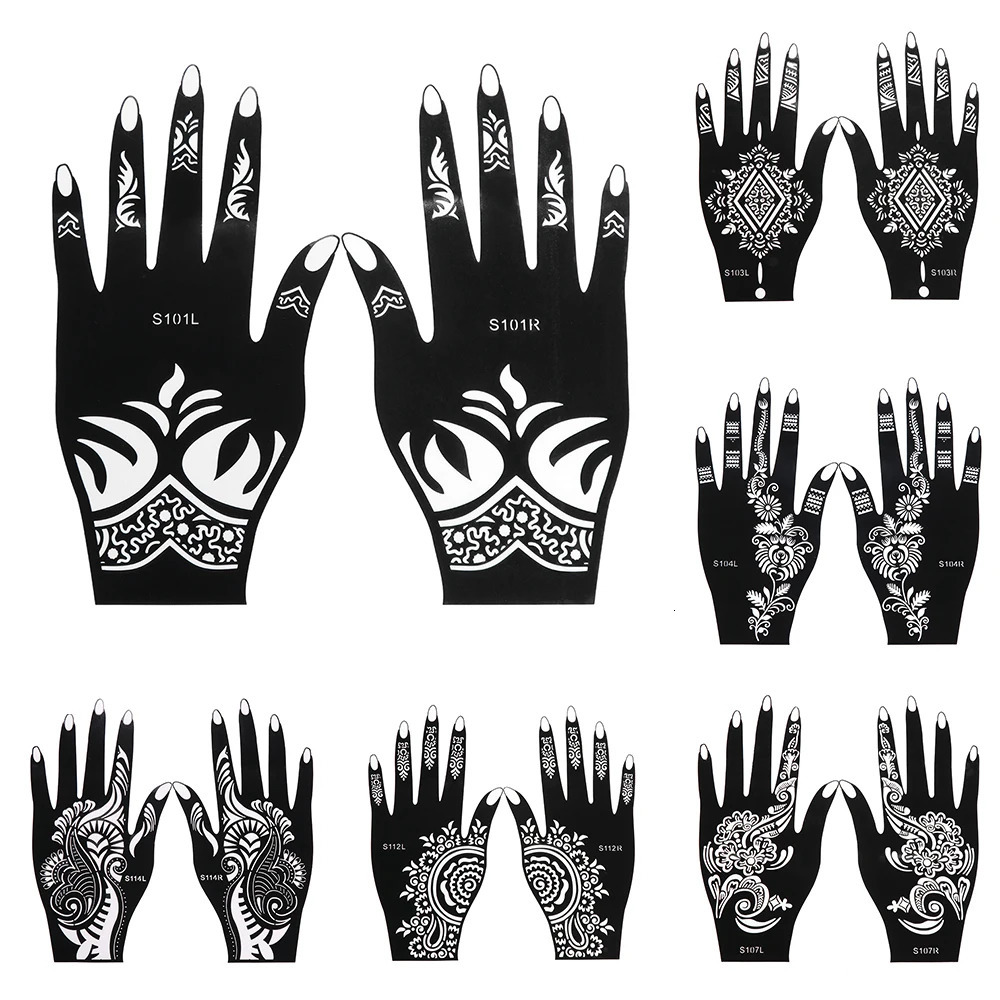 2024 Professional Henna Stencil Temporary Hand Tattoo Body Art Sticker Template Wedding Tool Flower Tattoo Stencil 250619