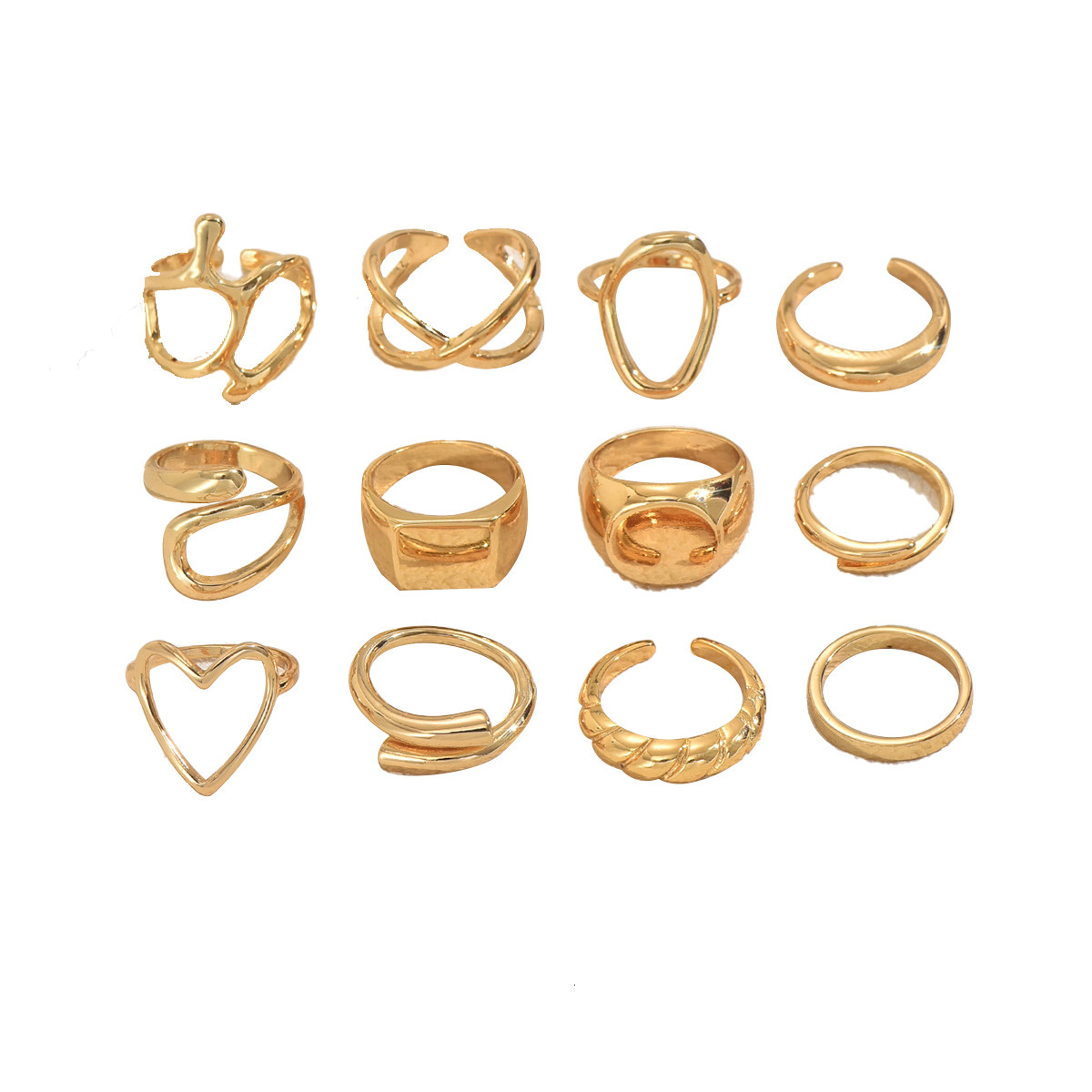 Line Jewelry Set High-End Sense Round Design Open Ring For Women