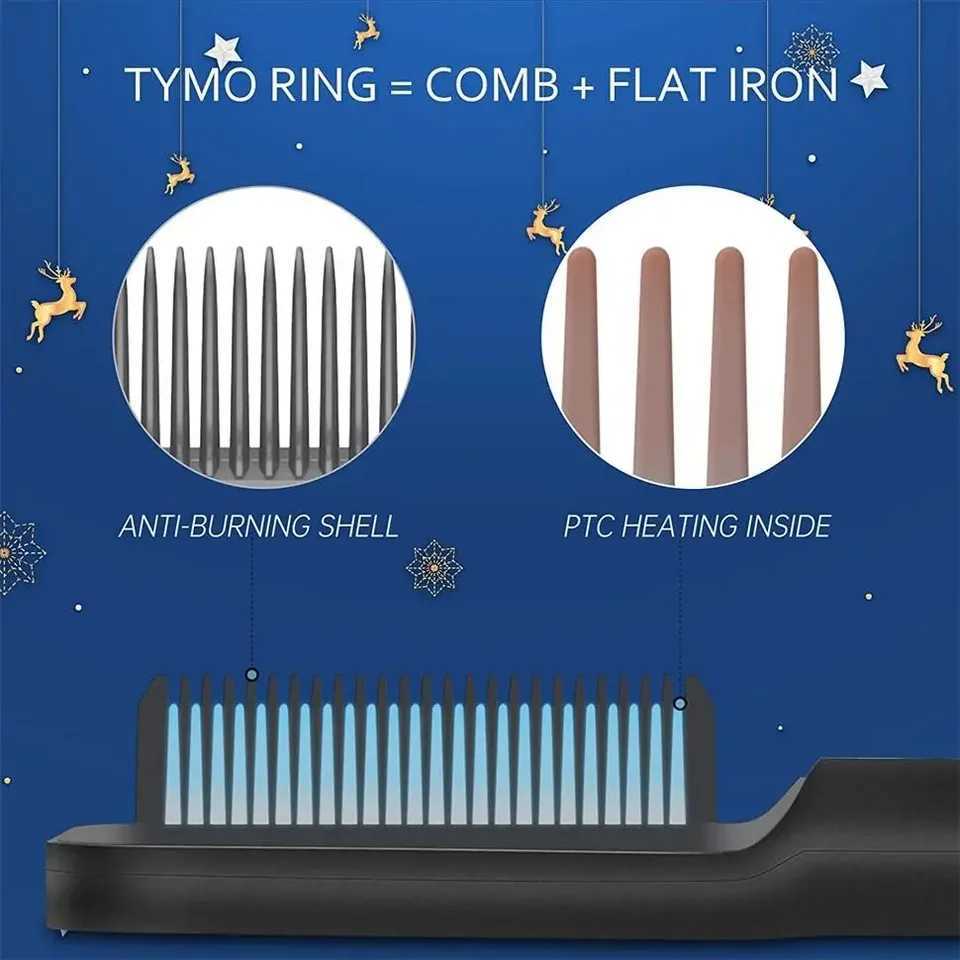 Home Use Professional Electric Flat Iron LCD Display Fast Ceramic Multi-function Hair Straightening BrushXJ250621