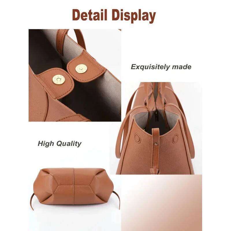 Leather Handbags Shopping Tote Bags Solid Color Commuting Travel With Purse Shoulder Grocery Storage Bag Underarm Handbag