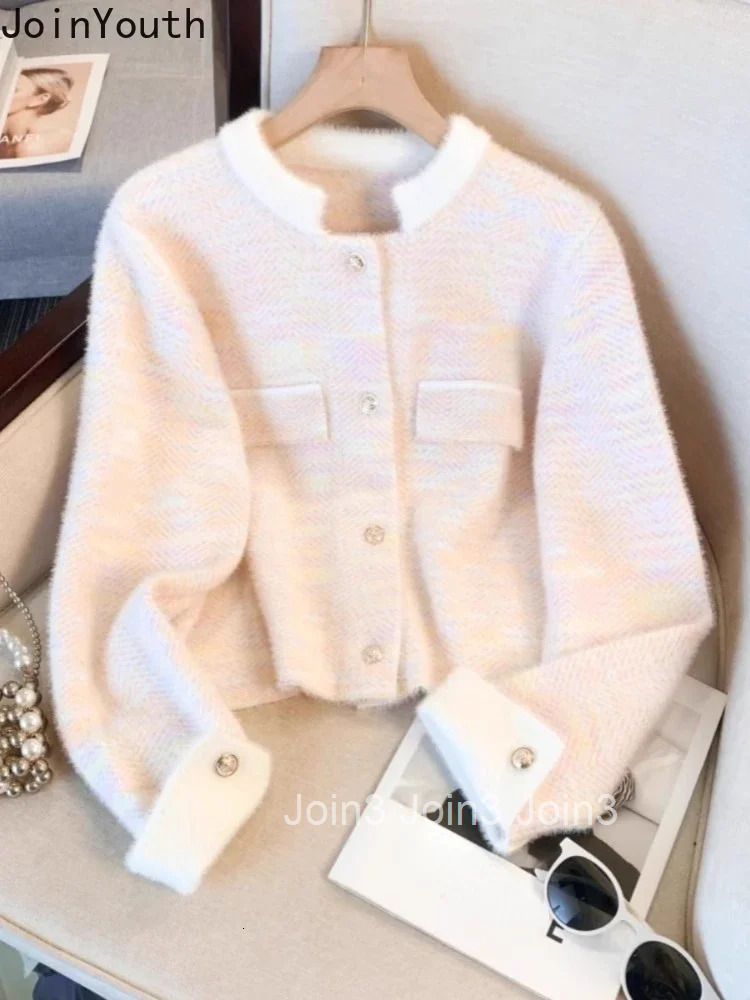 Furry Soft Cardigan Coat Women Clothing Thicked Temperament Sueter Mujer Fashion Korean Pull Femme Knitted Cropped Sweater Tops