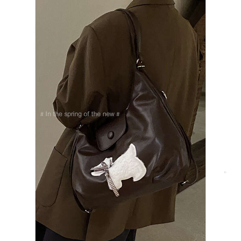 Niche Tote for designer bag Women 2024 New Korean Cute Puppy College Style Backpack Large Capacity Shoulder Bag
