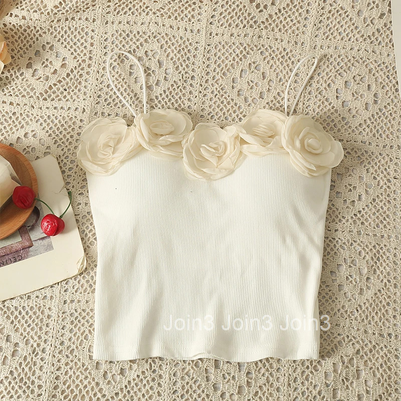 Crop Tops Women Clothes 3D Floral Sexy Tanks Fashion Summer Vest Y2k Tops Sleeveless Tunic Backless Korean Camis 2025 Ropa Mujer
