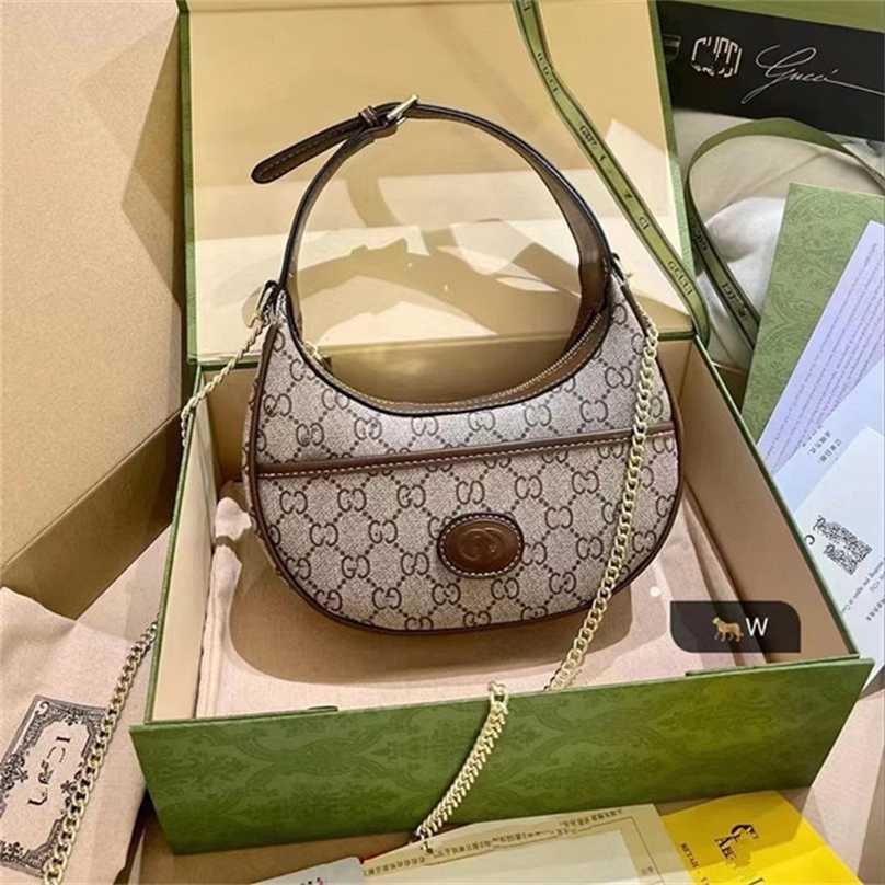 Designer bags, high-quality handbags Brother Half Moon Handheld Shoulder Chain Fashion Crescent Folding Box