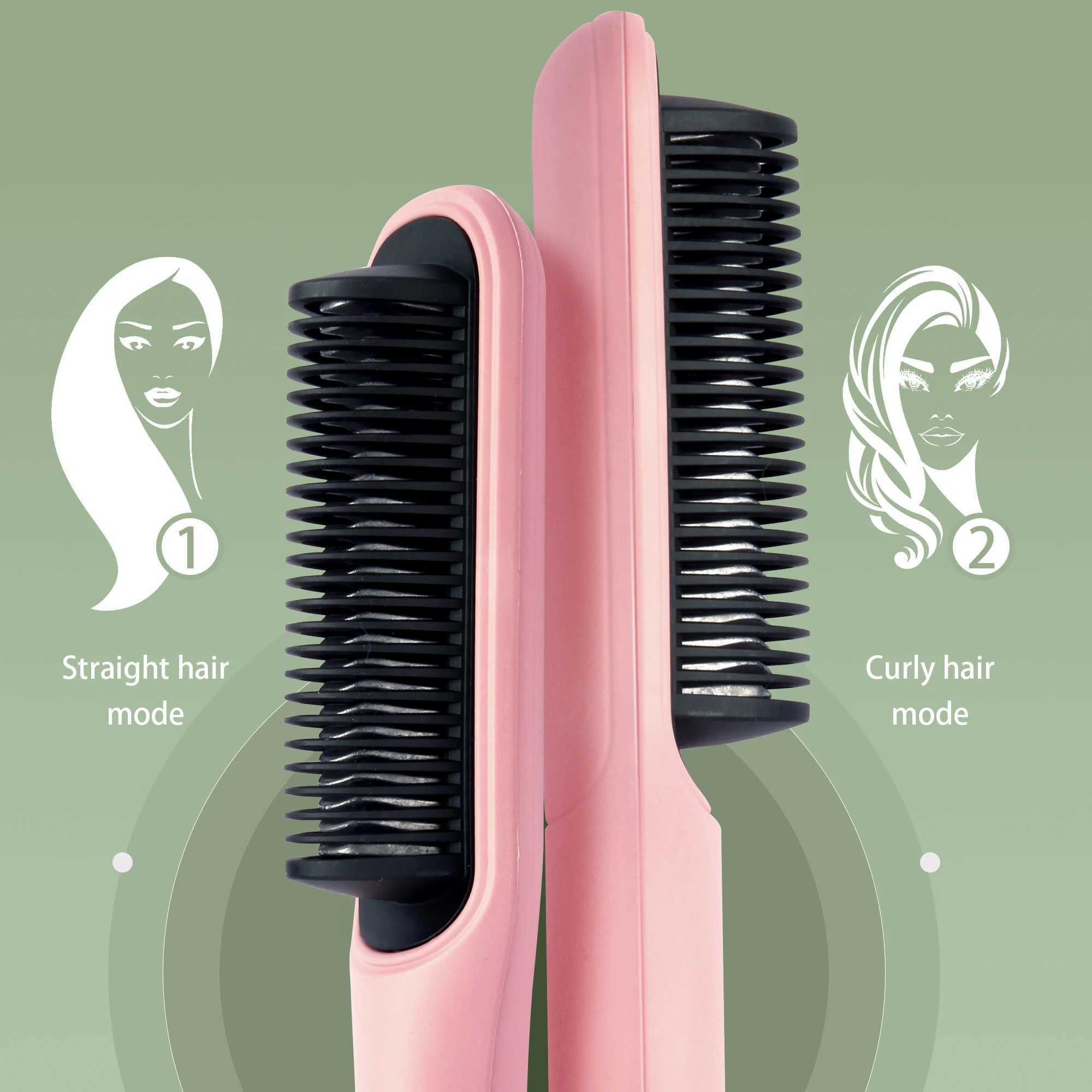 Hair straightener brush fast ceramic heating hot air comb portable heating hair straightener home and travel salonXJ250621